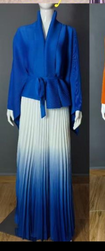 Trendy Pleated Skirt and Bat Sleeve Top
