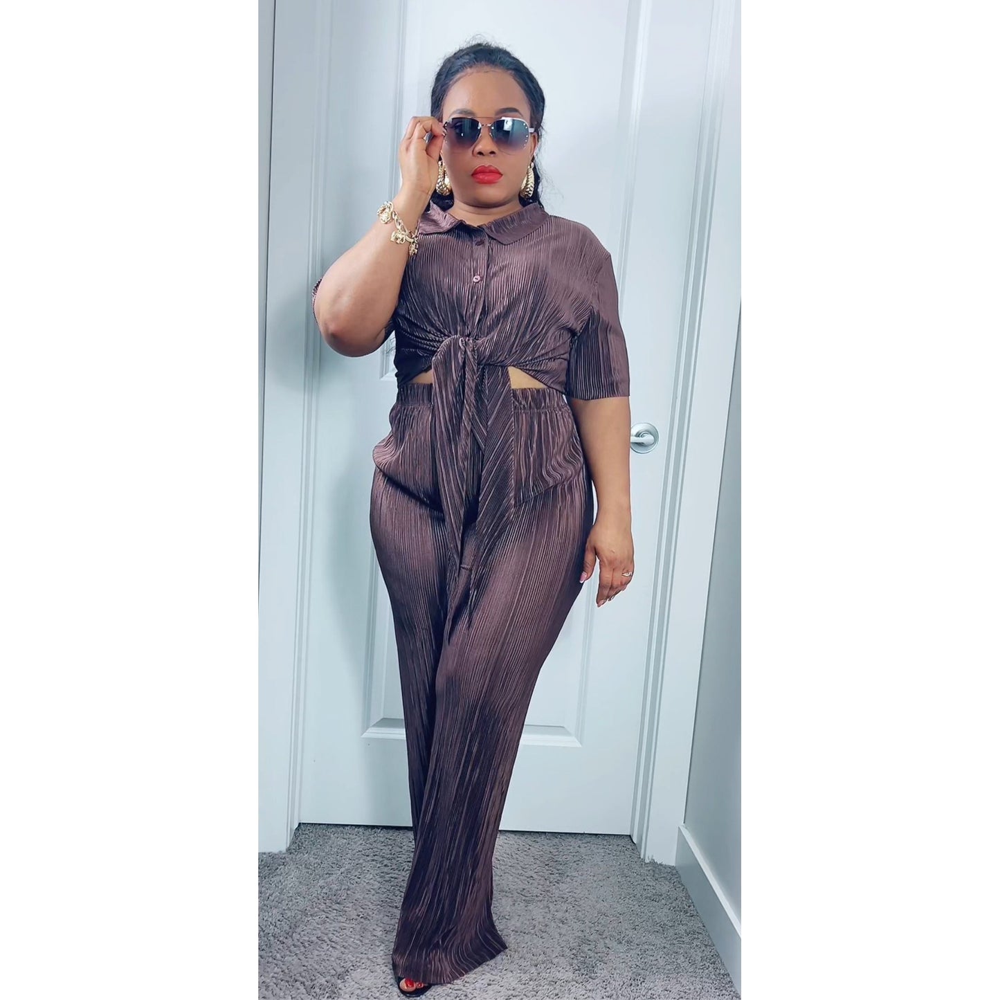Maya Plisse Pant Set