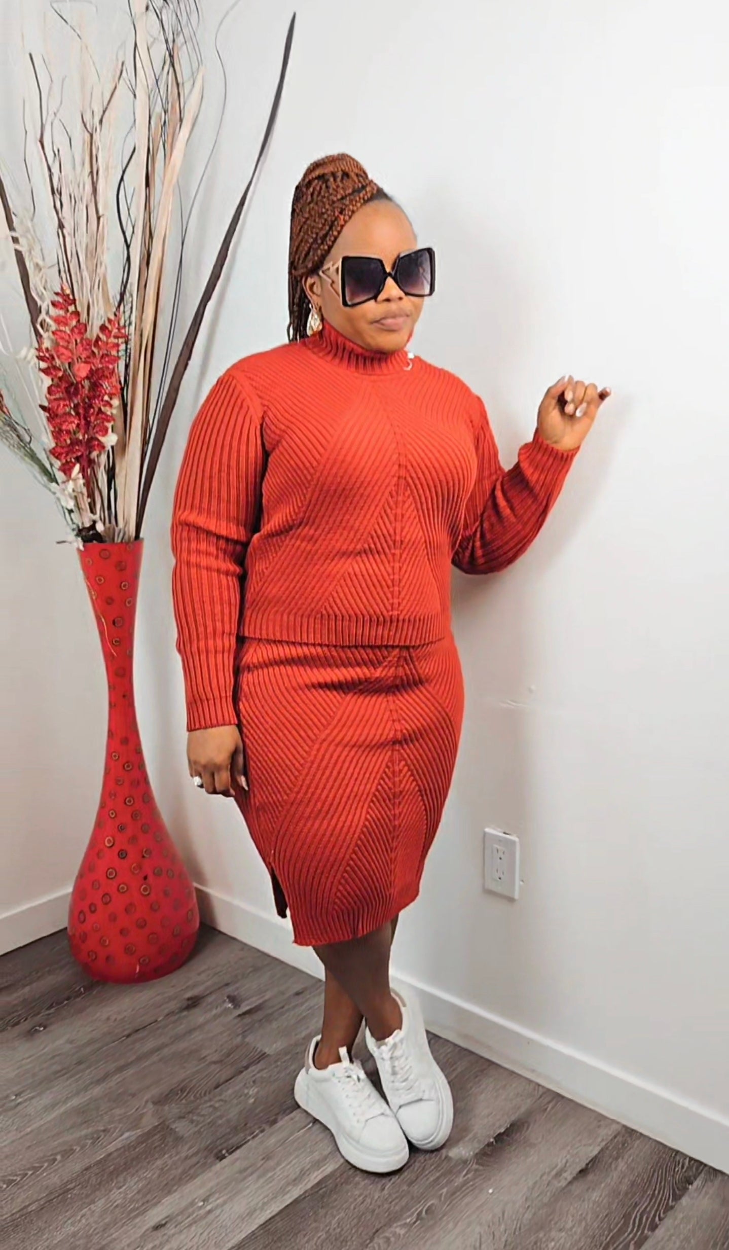 Women Skirt Sweater Set