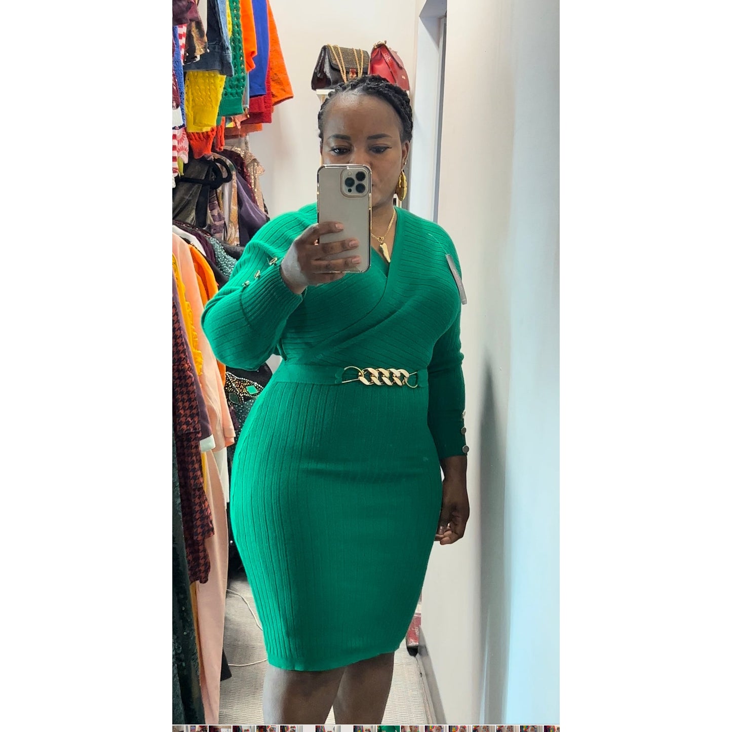 Green Tammy Sweater Dress