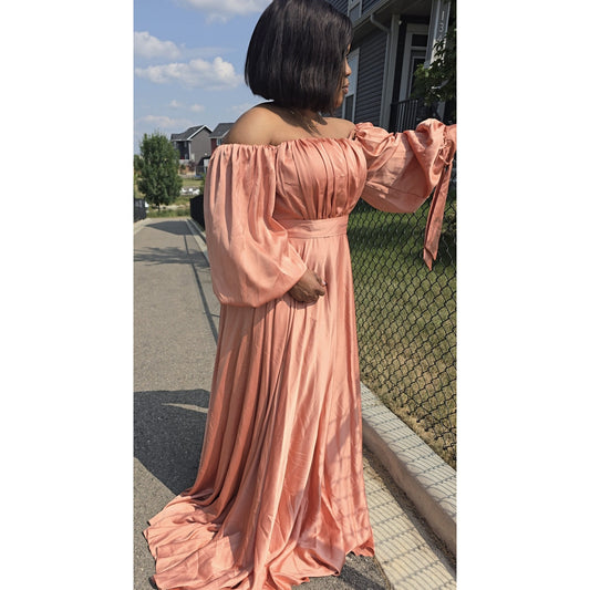 Athena Pleated Off Shoulder Maxi