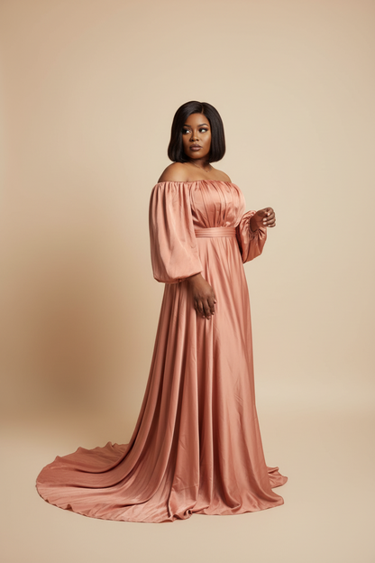 Athena Pleated Off Shoulder Maxi