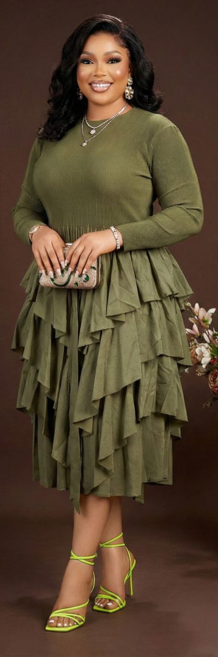 Divine Ruffle Midi Dress