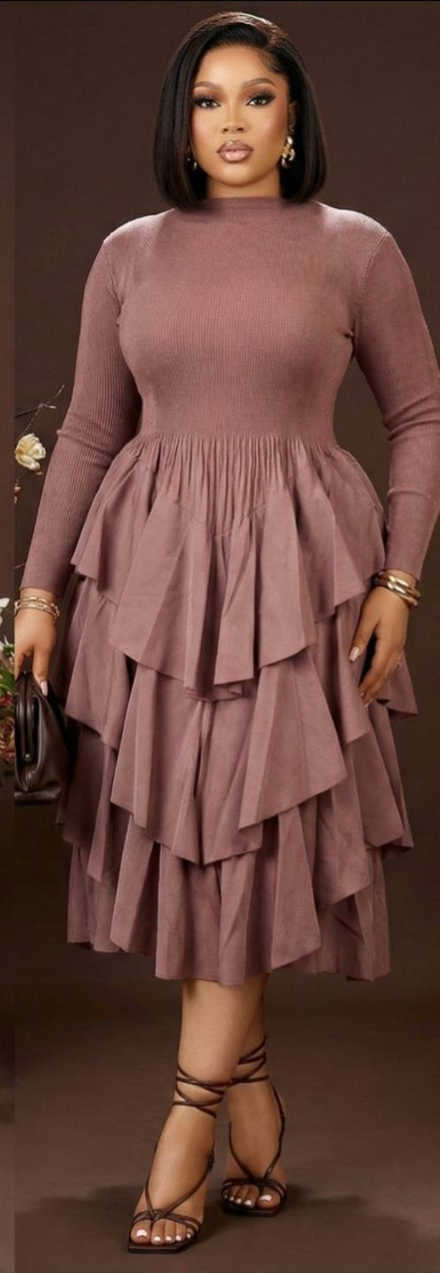Divine Ruffle Midi Dress