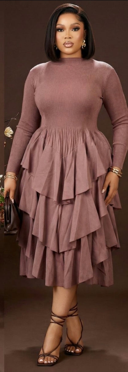 Divine Ruffle Midi Dress