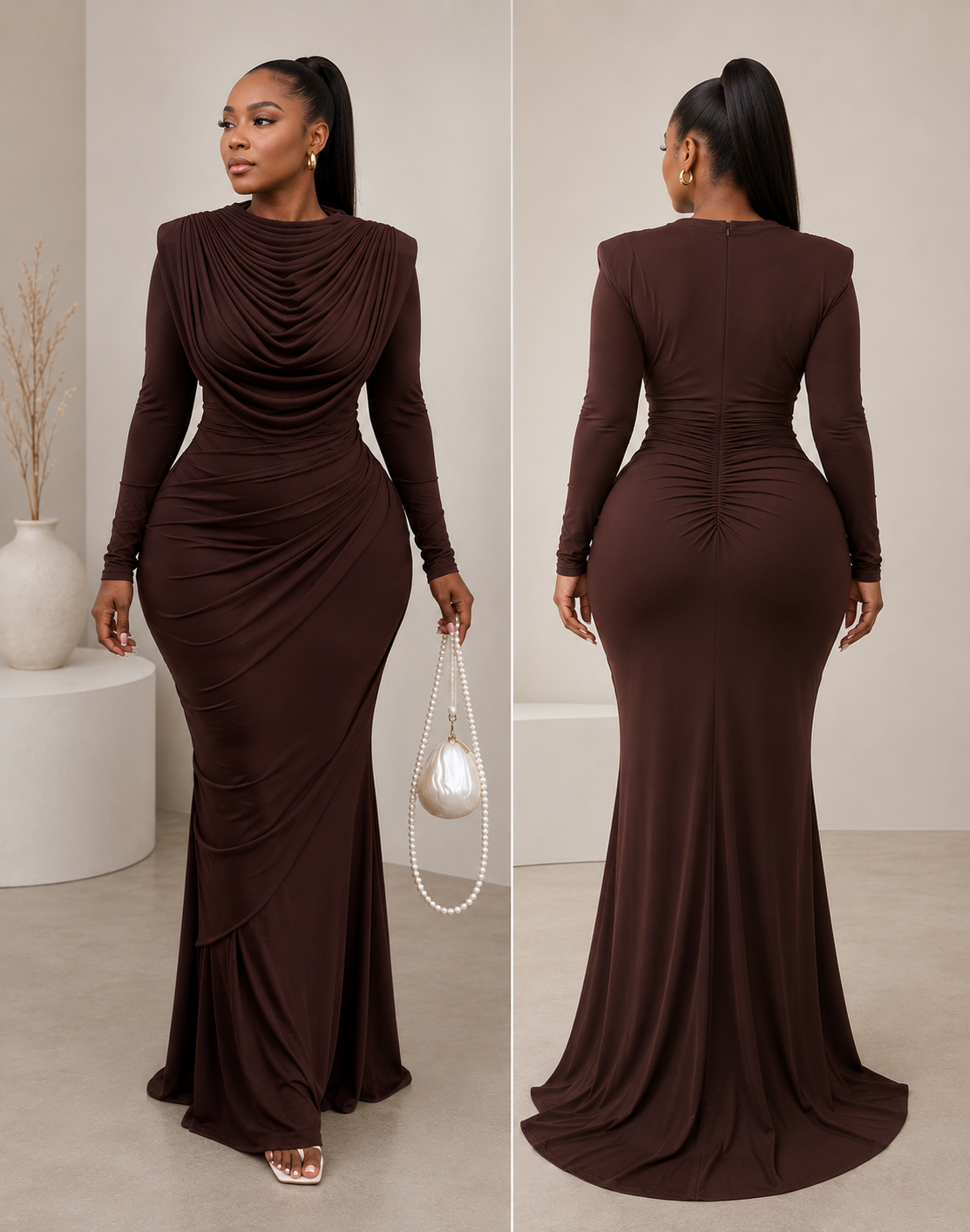 Sugar Rush Mesh  Draped Maxi Dress