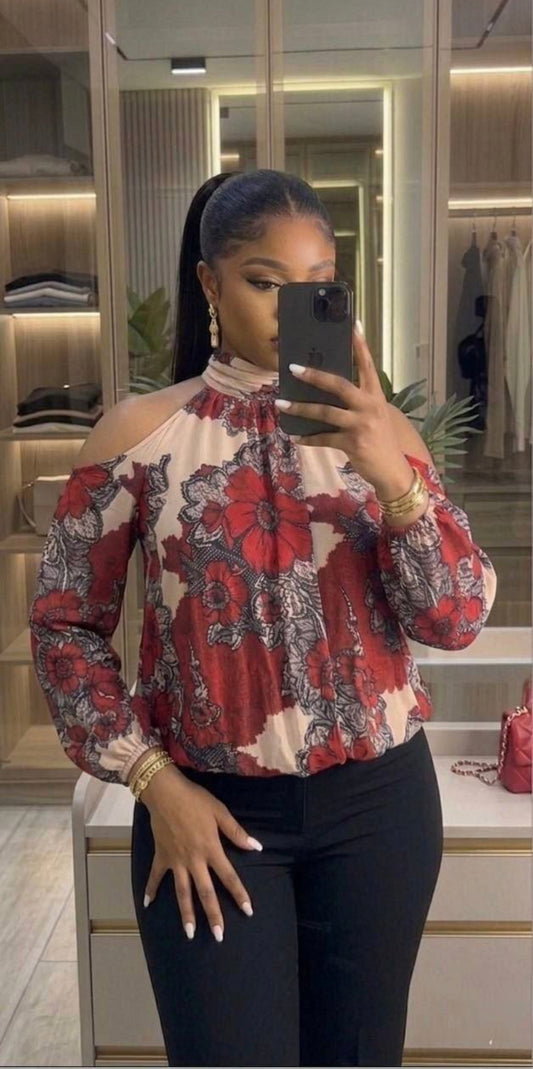 Kyra Cold Shoulder Chiffon Top