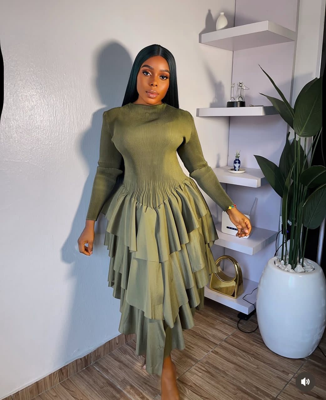 Devine Ruffle Midi Dress