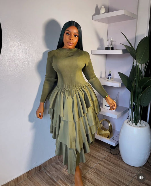 Devine Ruffle Midi Dress